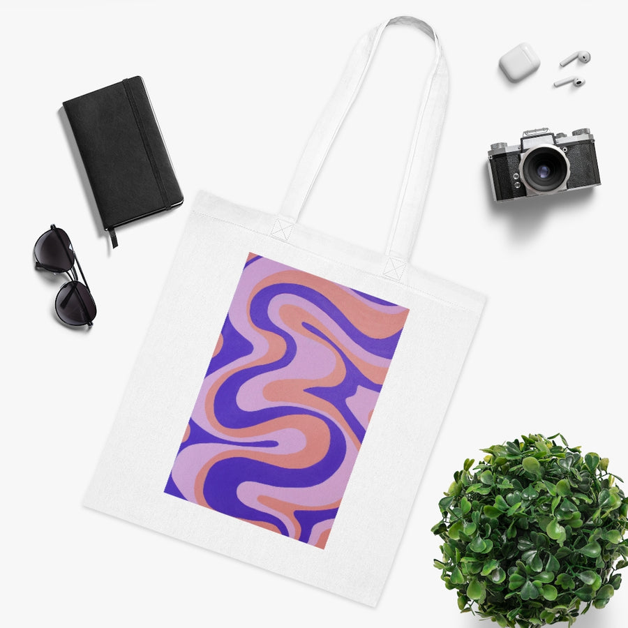 Purple, Orange & Pink trippy Lines Tote Bag