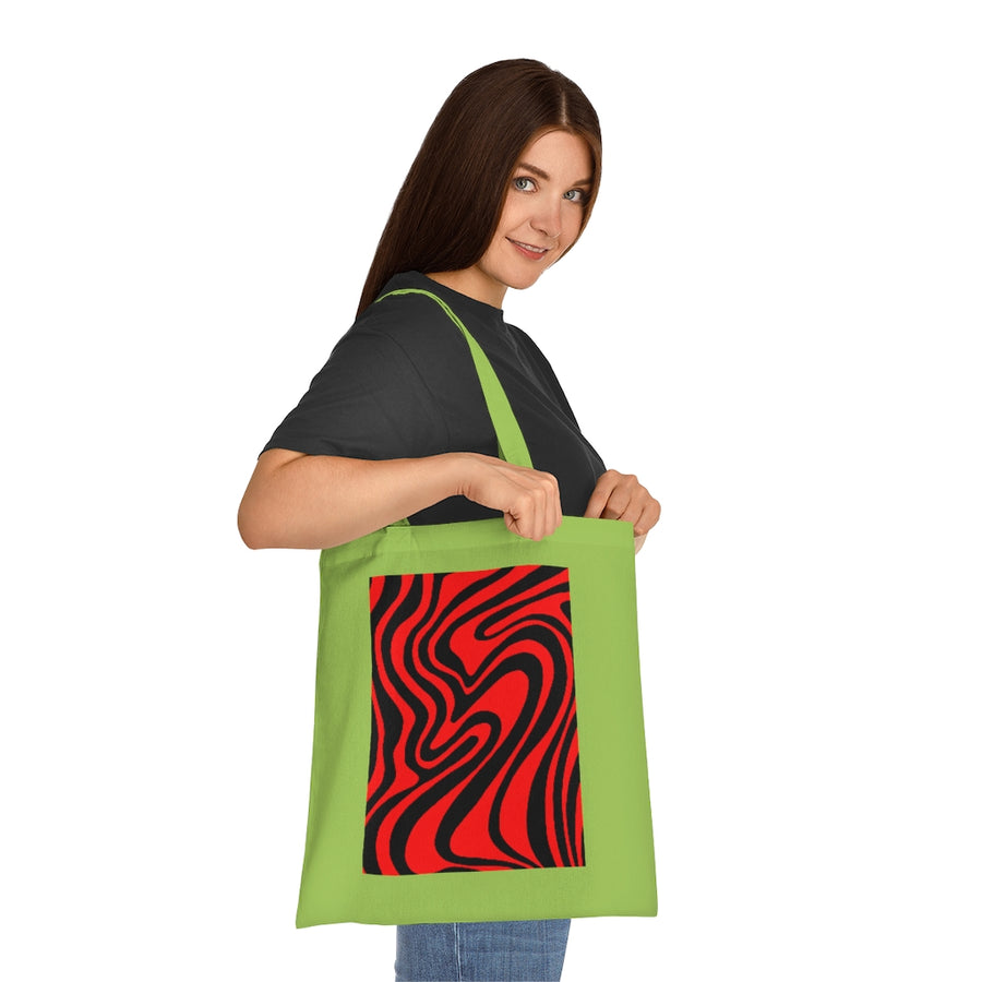 Red & Black Trippy Lines Tote Bag