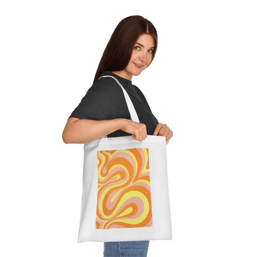 Orange, Yellow & Pink Trippy Lines Tote Bag