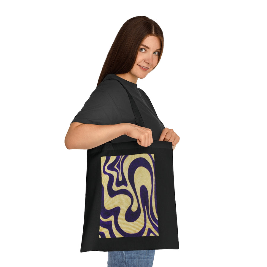 Purple & Gold Trippy Lines Tote Bag