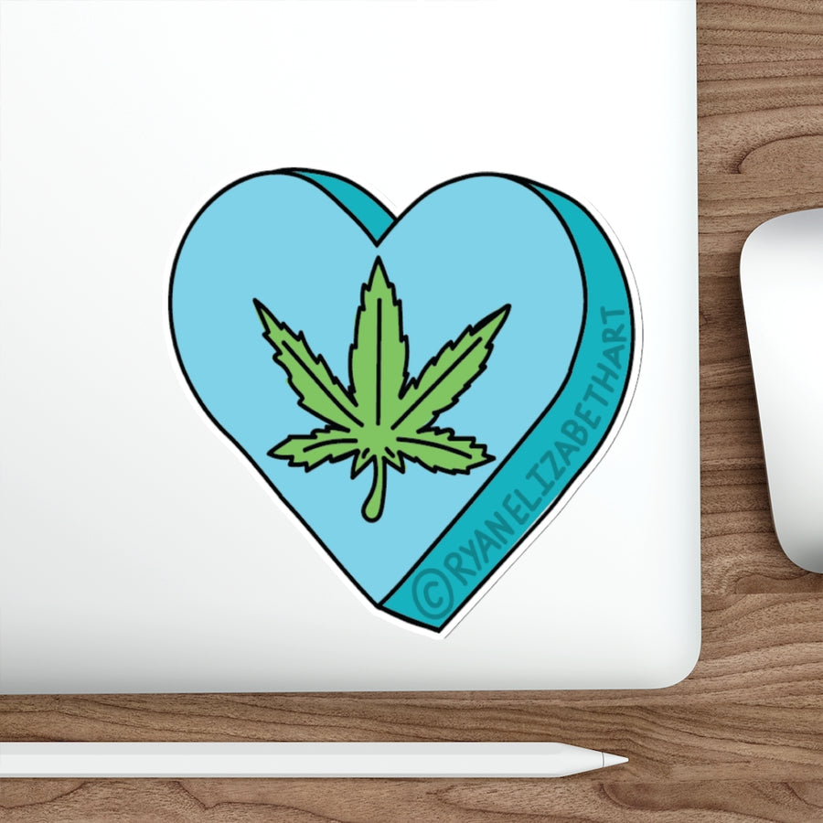 Weed Leaf Candy Heart Sticker