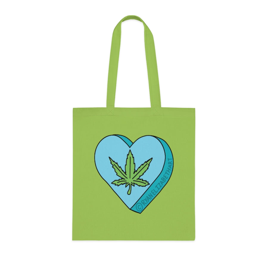 Weed Leaf Candy Heart Tote