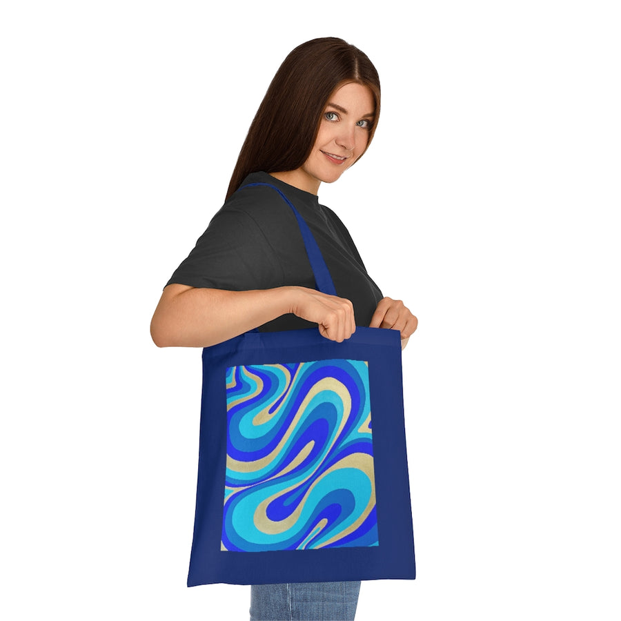 Blue & Gold Trippy Lines Tote