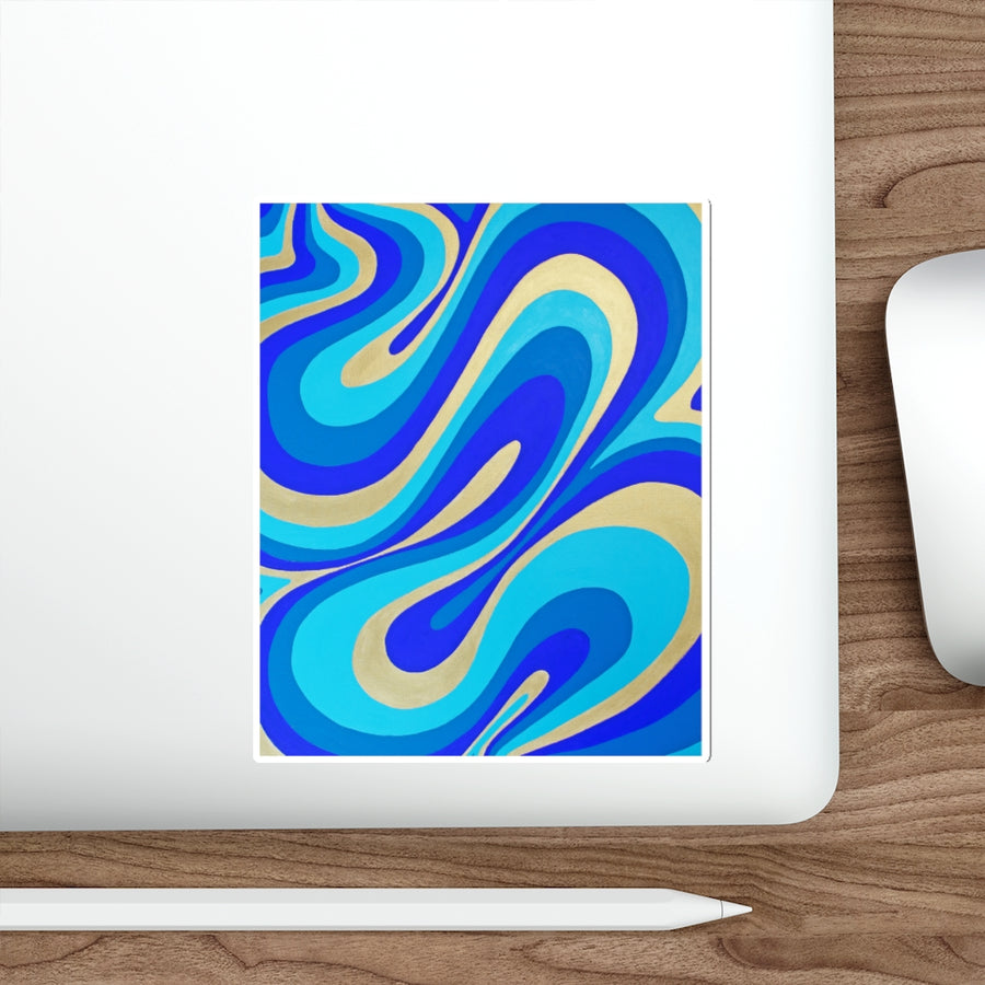 Blue & Gold Trippy Lines Stickers