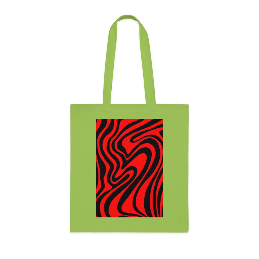 Red & Black Trippy Lines Tote Bag