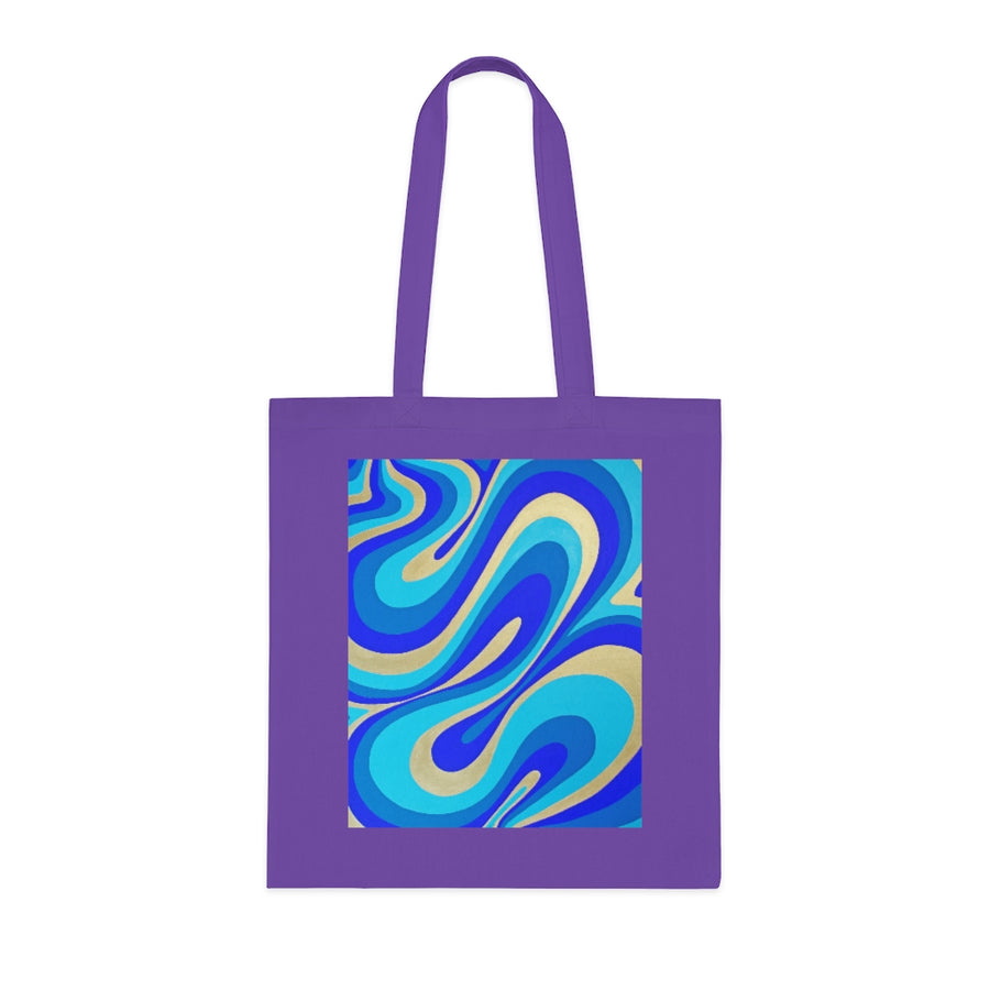 Blue & Gold Trippy Lines Tote