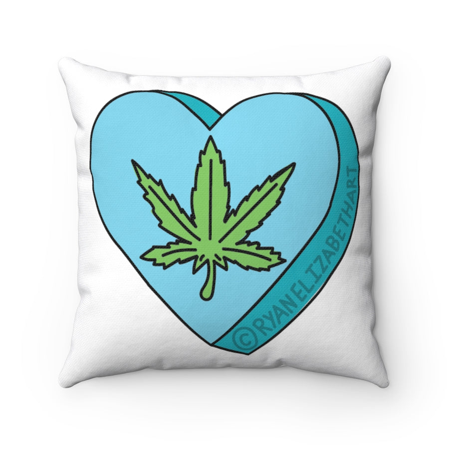 Weed Leaf Candy Heart Throw Pillow