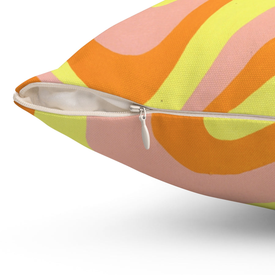 Orange, Yellow & Pink Trippy Lines Throw Pillow