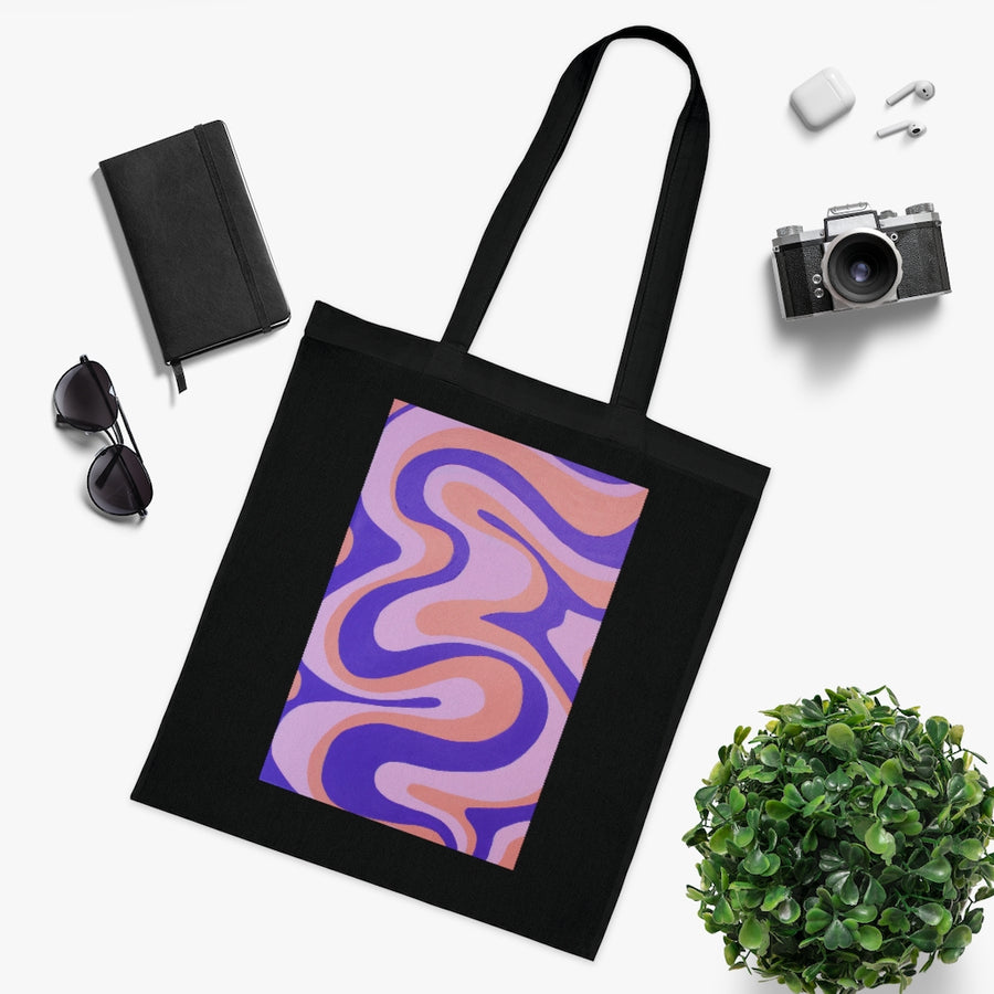 Purple, Orange & Pink trippy Lines Tote Bag