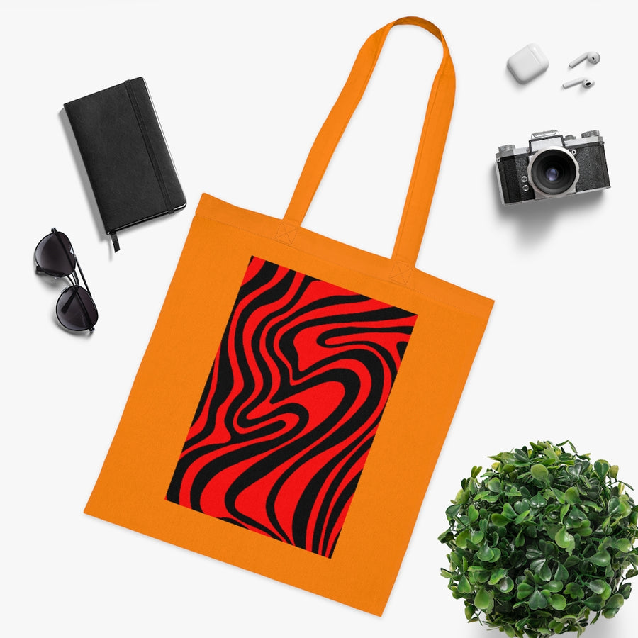 Red & Black Trippy Lines Tote Bag