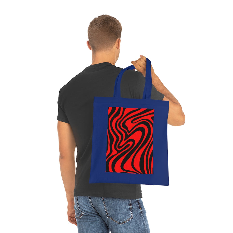 Red & Black Trippy Lines Tote Bag