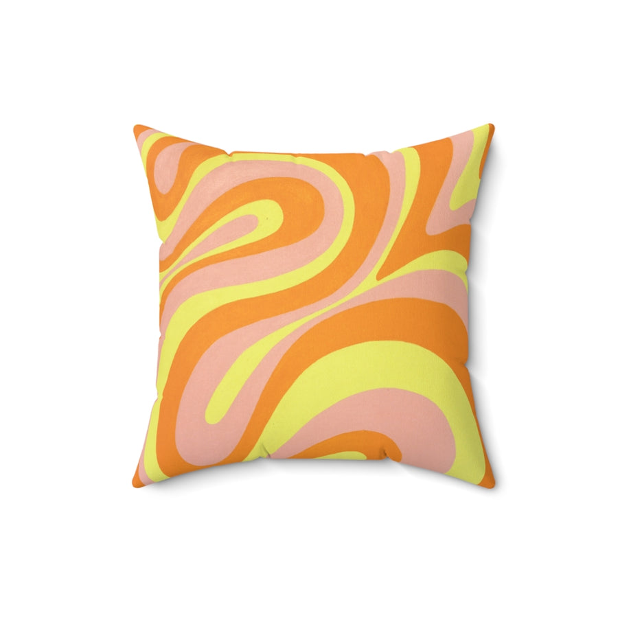 Orange, Yellow & Pink Trippy Lines Throw Pillow