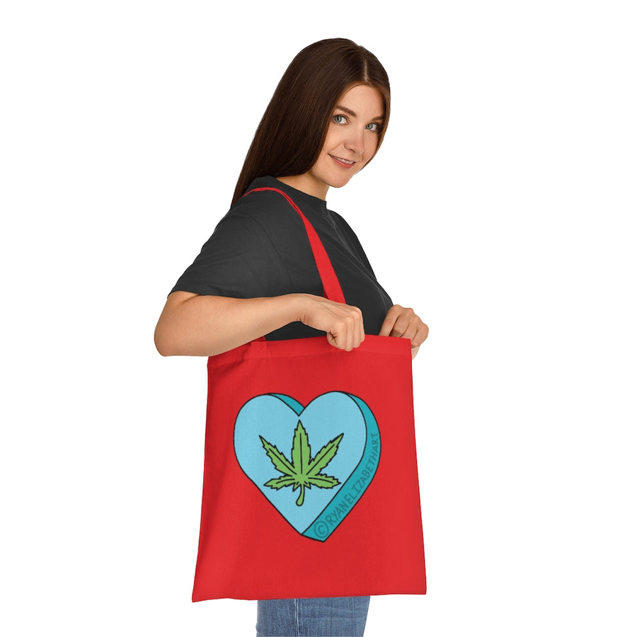 Weed Leaf Candy Heart Tote