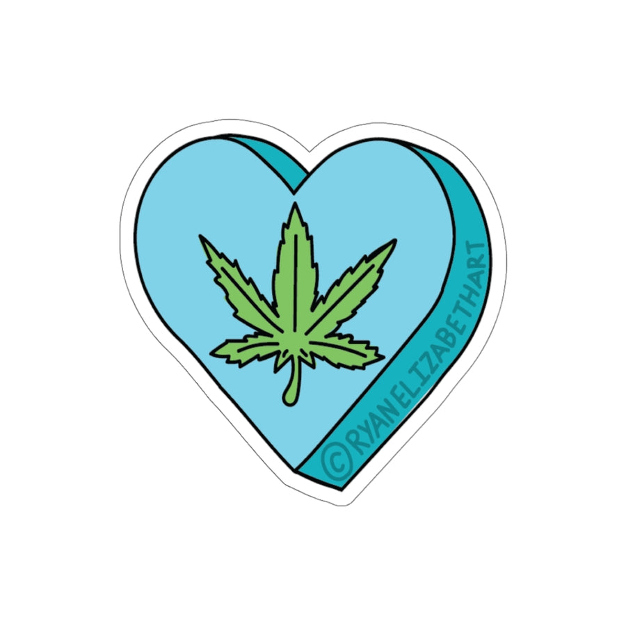 Weed Leaf Candy Heart Sticker