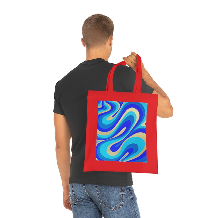 Blue & Gold Trippy Lines Tote