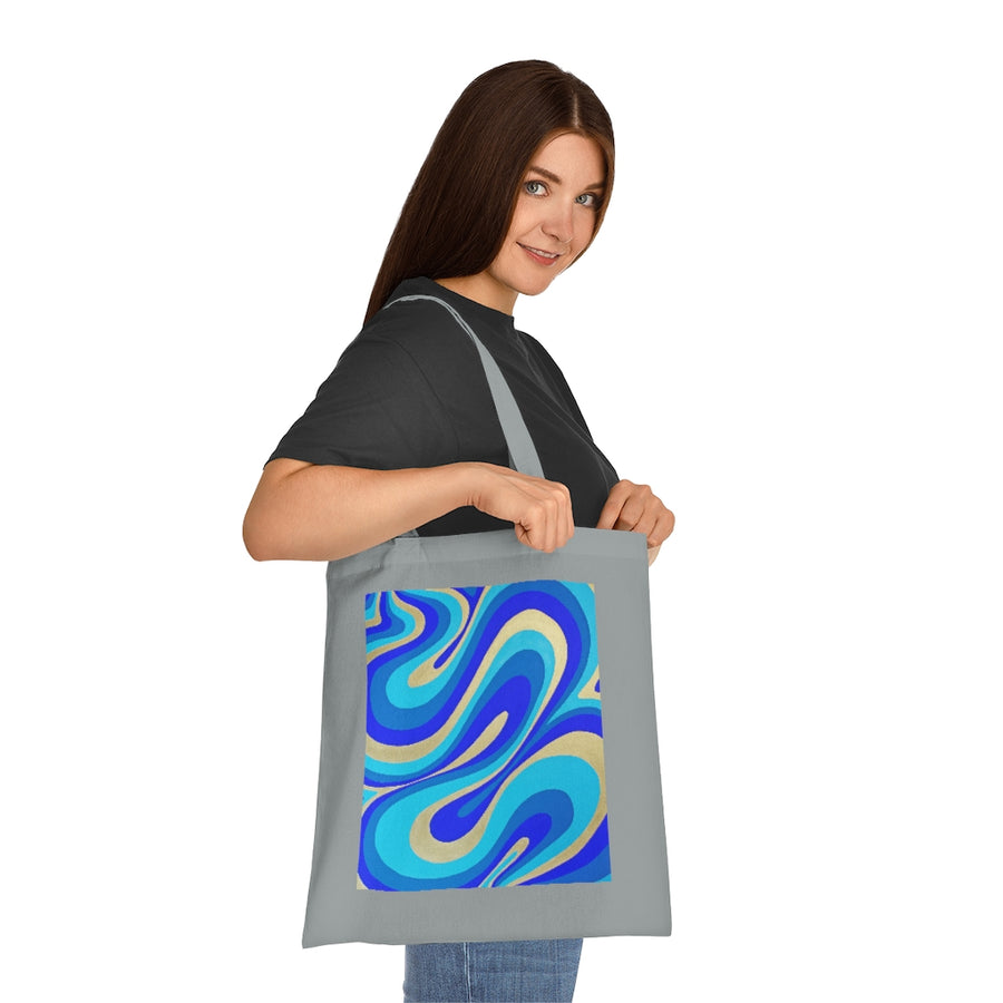 Blue & Gold Trippy Lines Tote