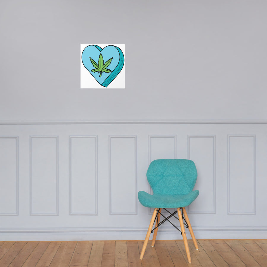 Weed Leaf Candy Heart Print