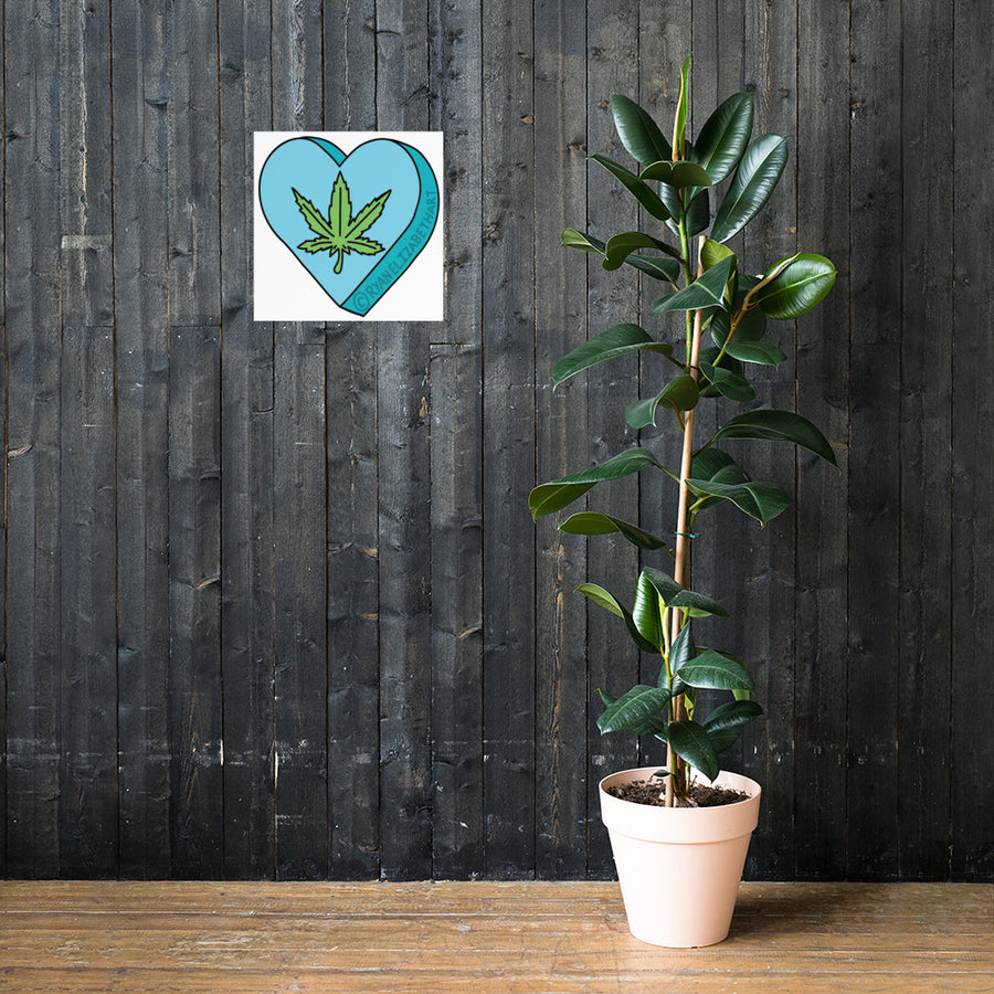 Weed Leaf Candy Heart Print