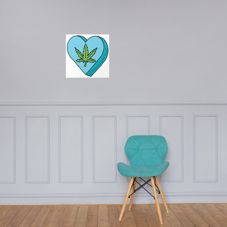 Weed Leaf Candy Heart Print