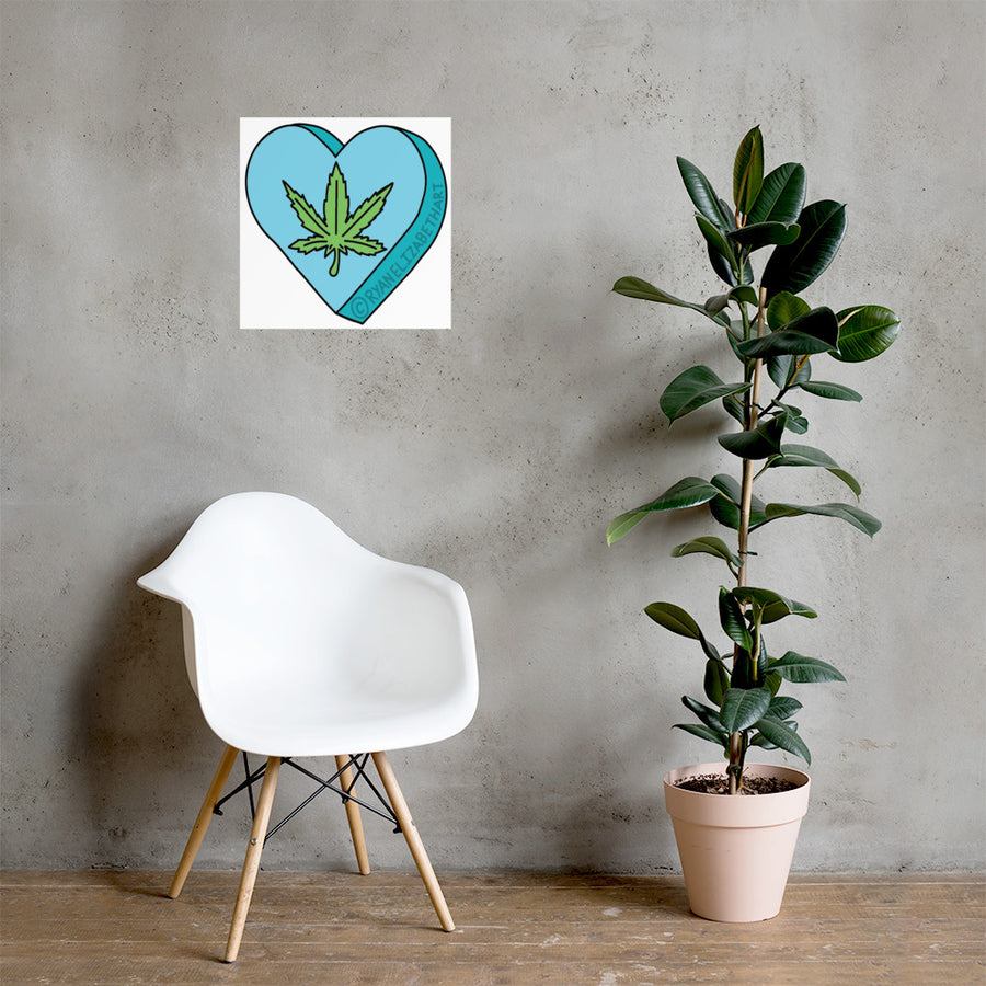 Weed Leaf Candy Heart Print