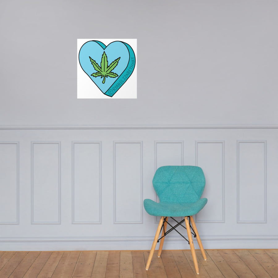 Weed Leaf Candy Heart Print