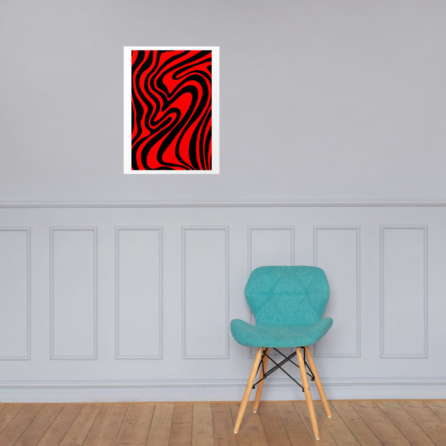 Red & Black Trippy Lines Print