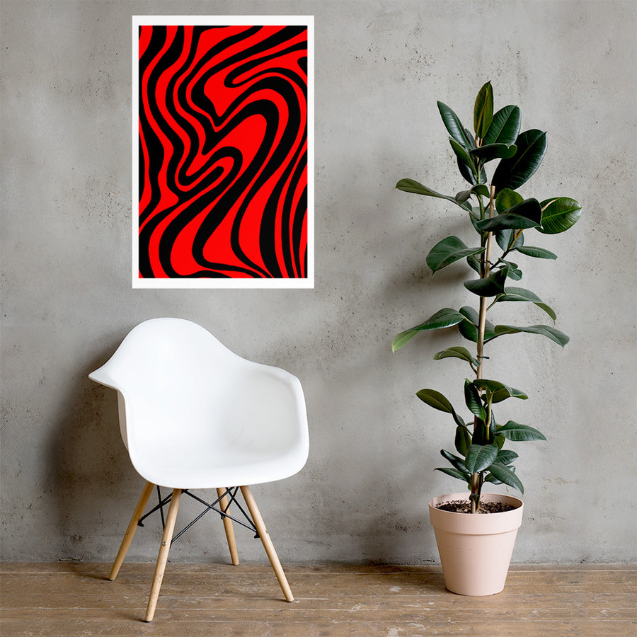 Red & Black Trippy Lines Print