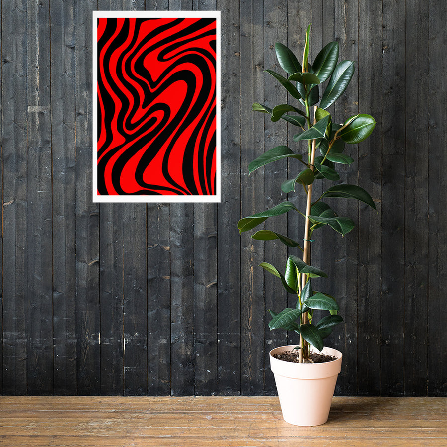 Red & Black Trippy Lines Print