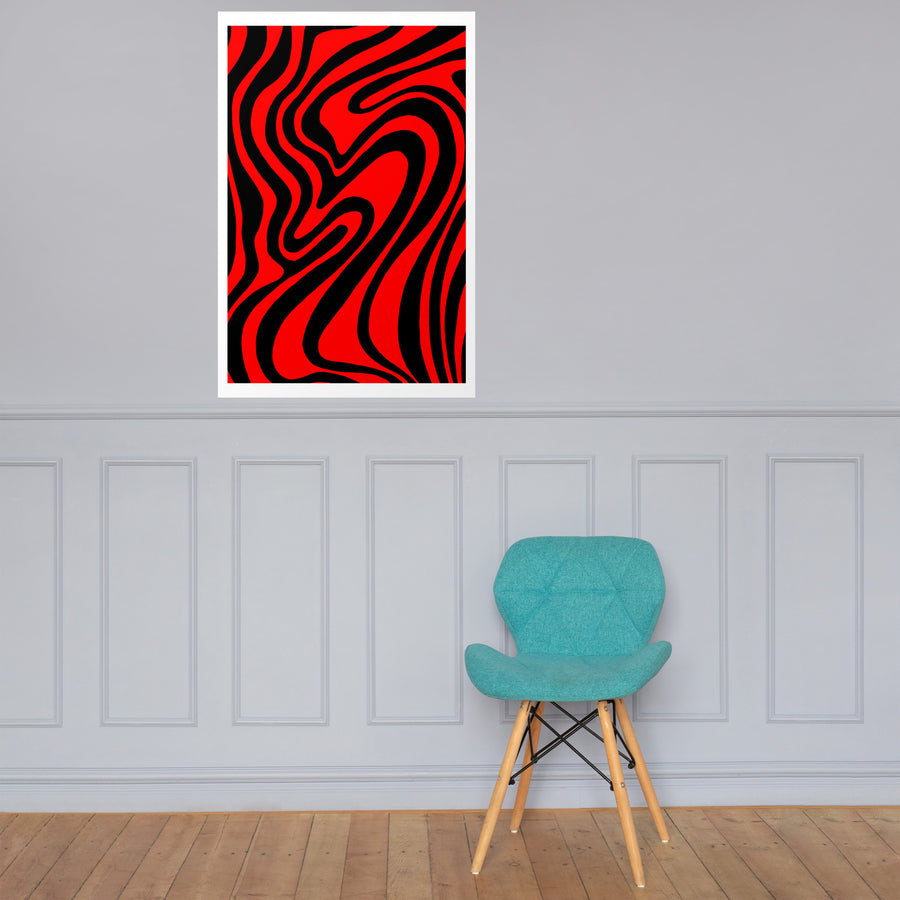 Red & Black Trippy Lines Print