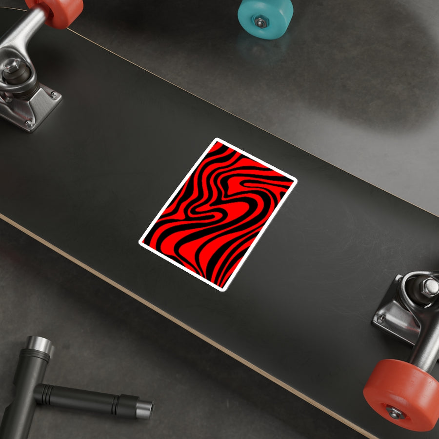 Red & Black Trippy Lines Stickers