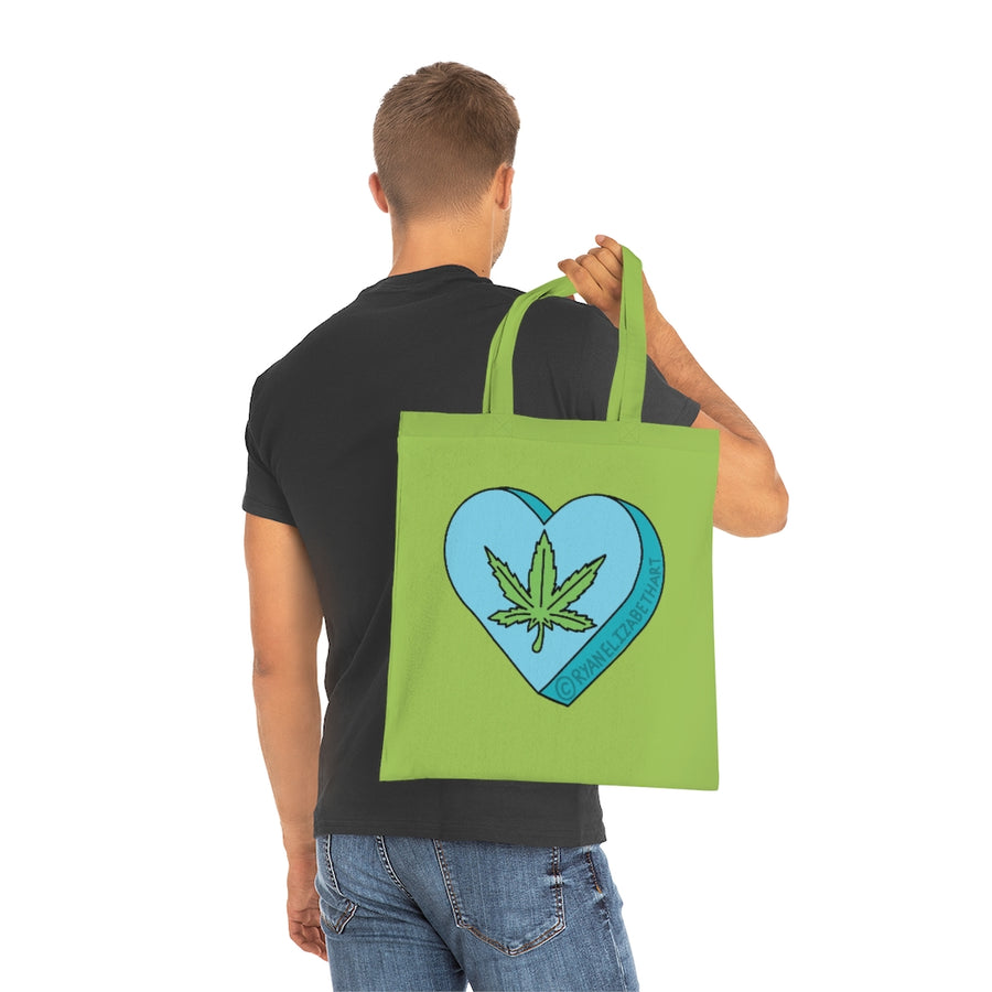 Weed Leaf Candy Heart Tote