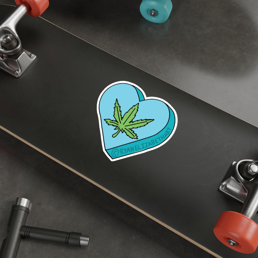 Weed Leaf Candy Heart Sticker