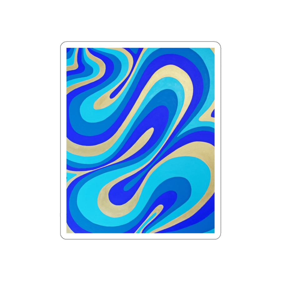 Blue & Gold Trippy Lines Stickers