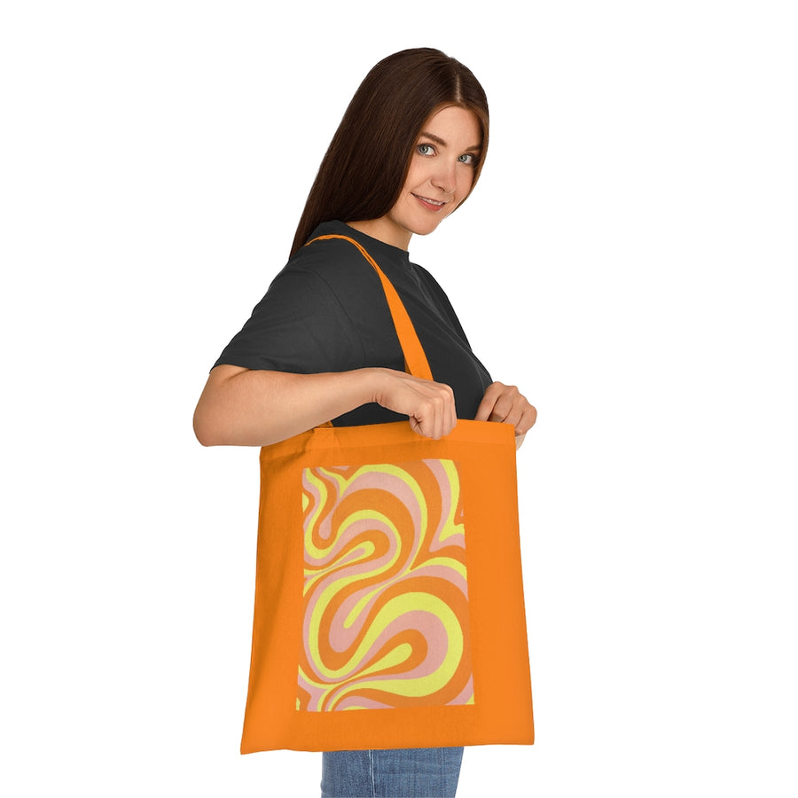 Orange, Yellow & Pink Trippy Lines Tote Bag