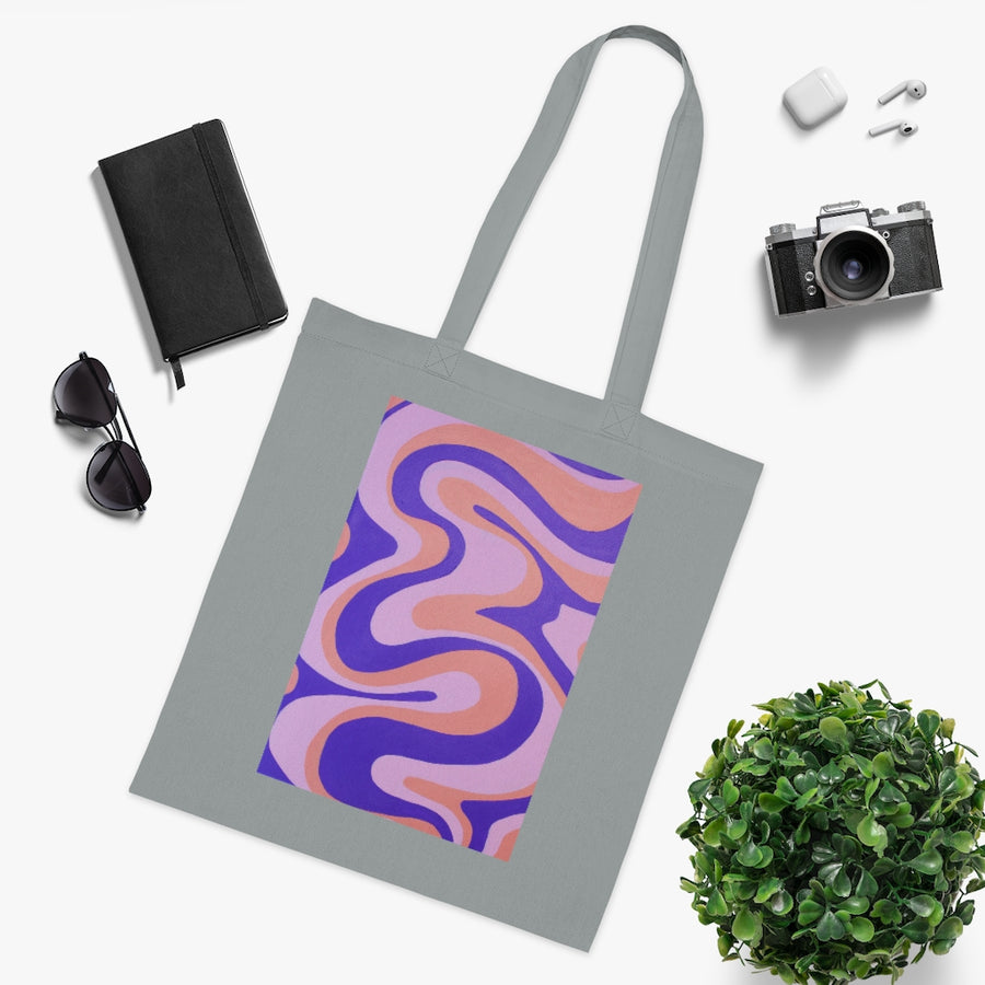 Purple, Orange & Pink trippy Lines Tote Bag