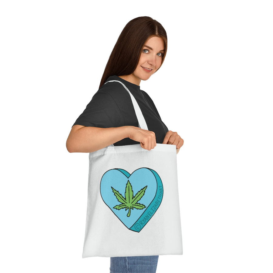 Weed Leaf Candy Heart Tote