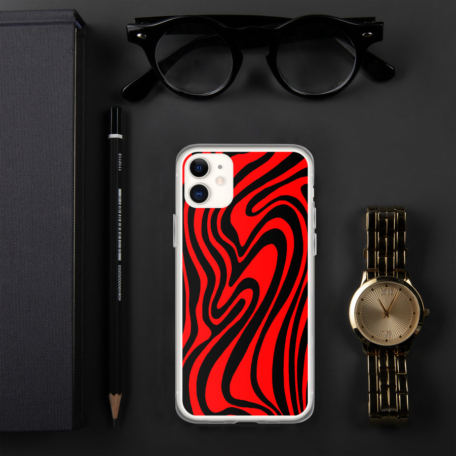 Red & Black trippy Lines iPhone Case