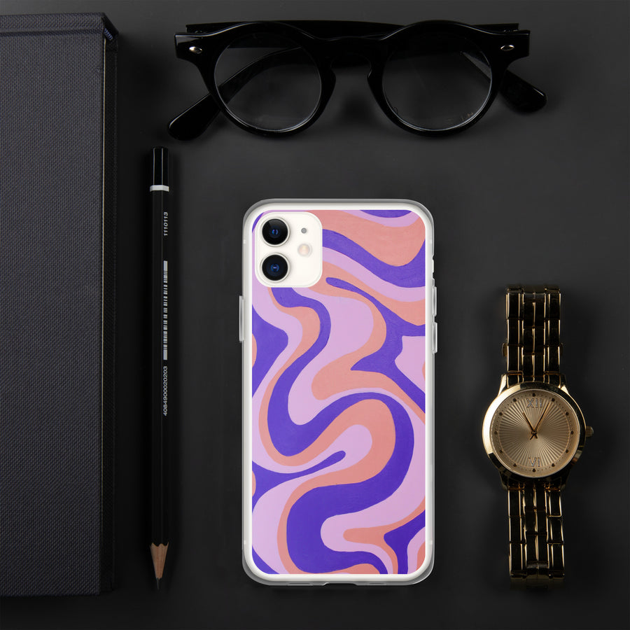 Purple, Orange & Pink Trippy Lines iPhone Case