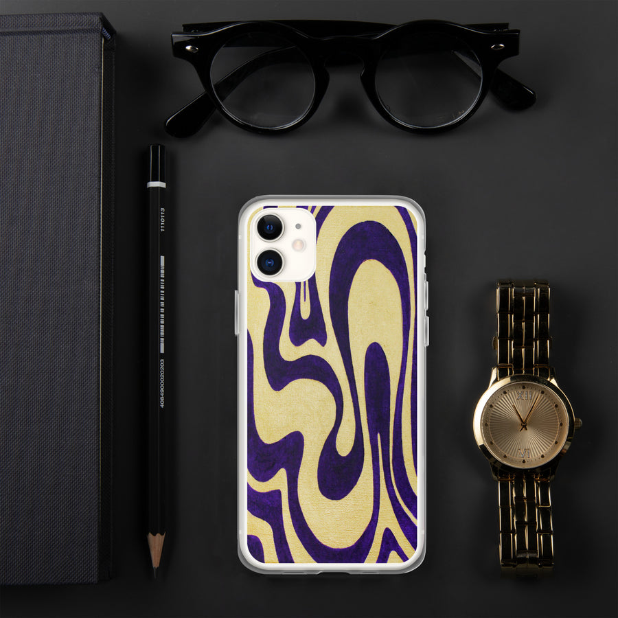 Purple & Gold Trippy Lines iPhone Case