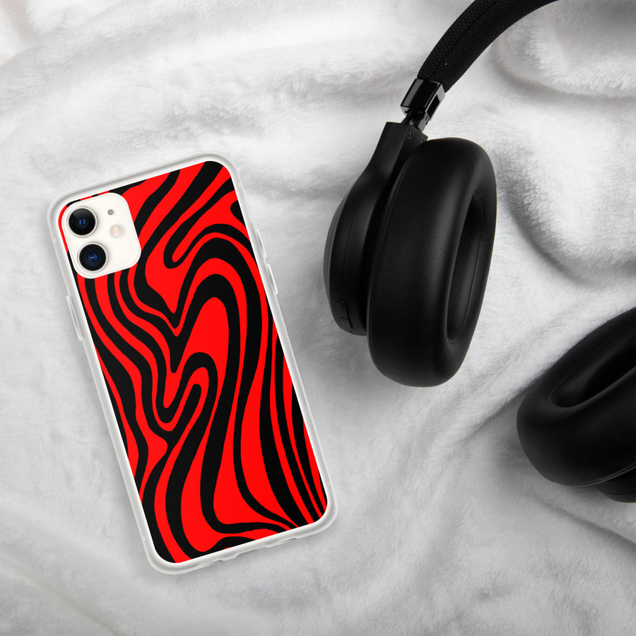 Red & Black trippy Lines iPhone Case