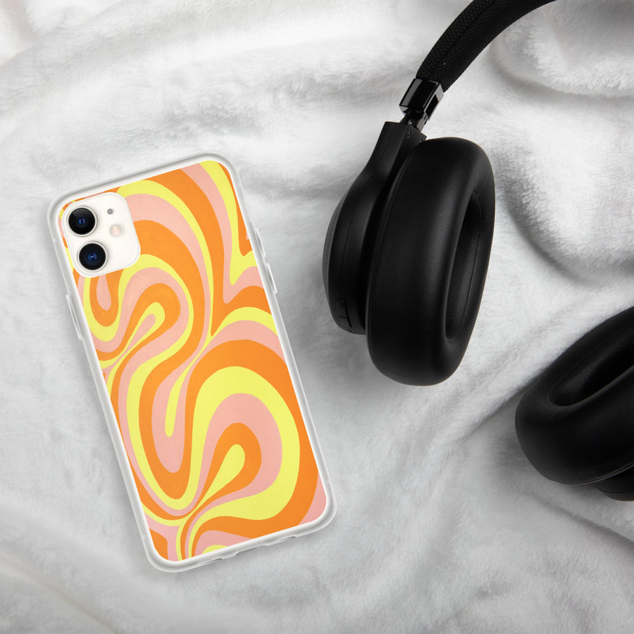 Orange, Yellow & Pink Trippy Lines iPhone Case