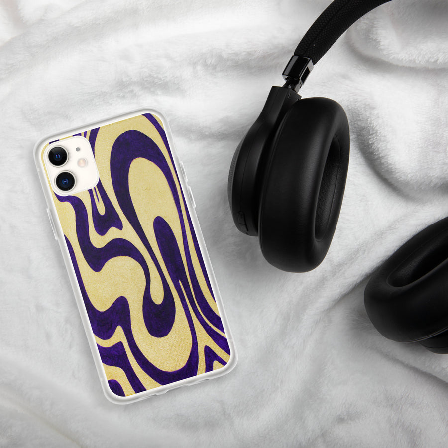 Purple & Gold Trippy Lines iPhone Case