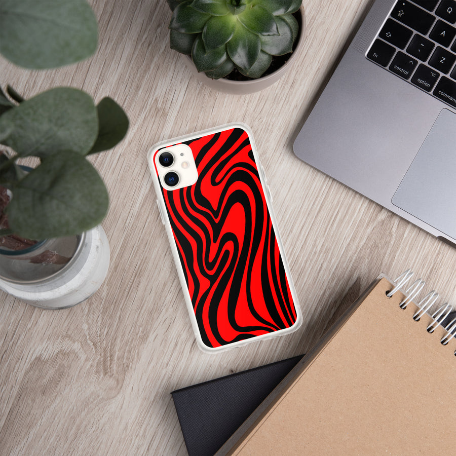 Red & Black trippy Lines iPhone Case