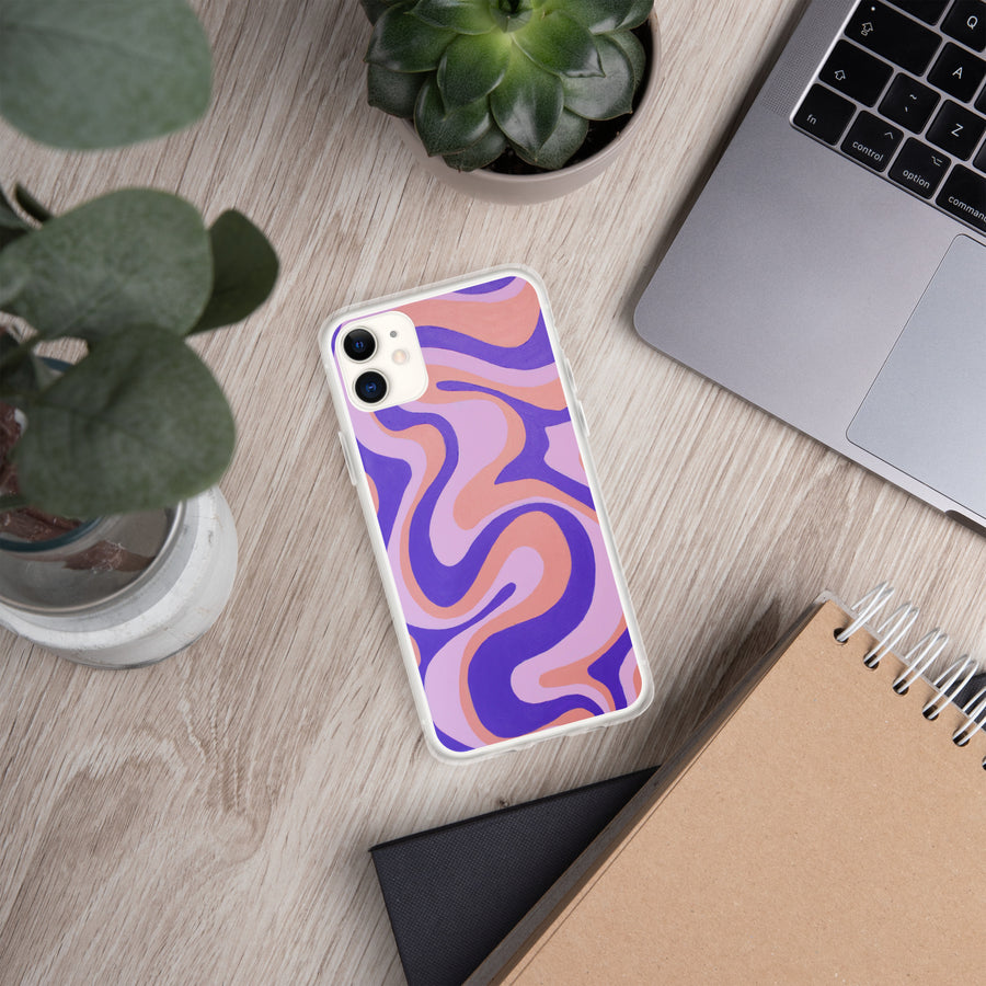 Purple, Orange & Pink Trippy Lines iPhone Case