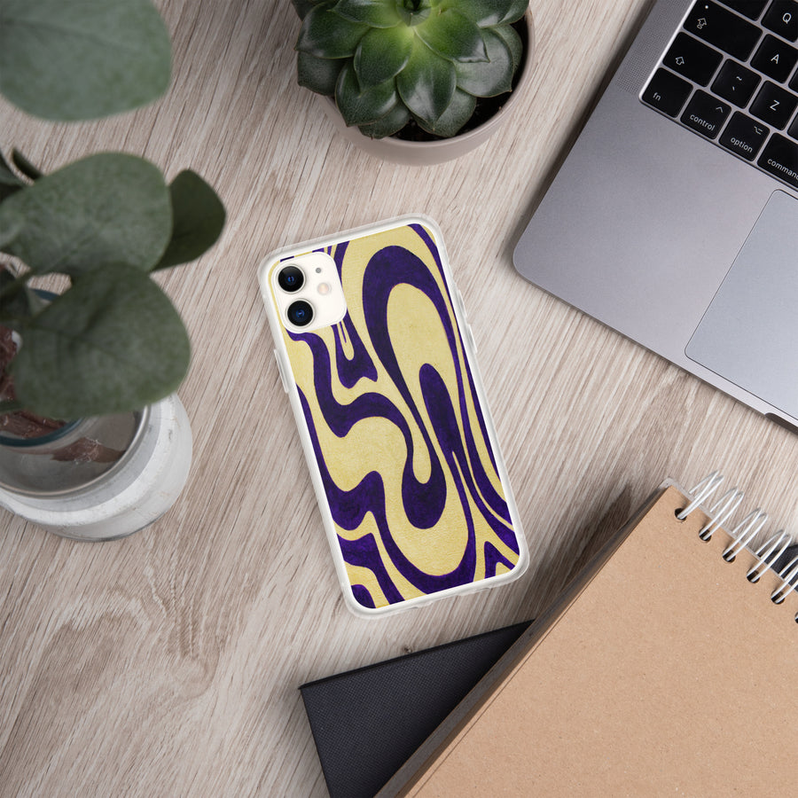 Purple & Gold Trippy Lines iPhone Case