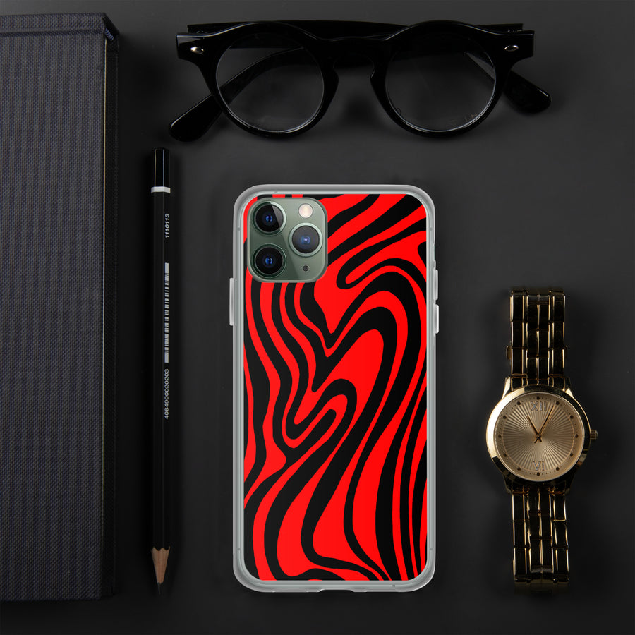 Red & Black trippy Lines iPhone Case