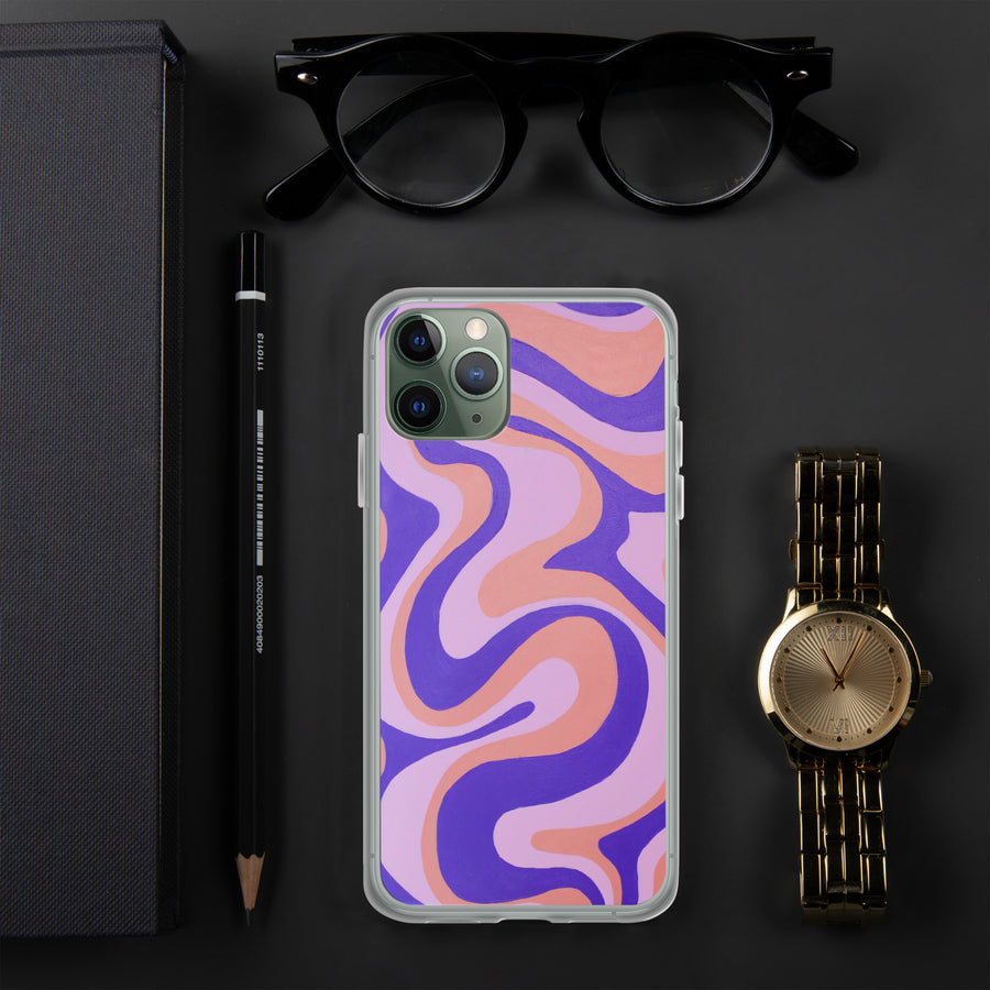 Purple, Orange & Pink Trippy Lines iPhone Case