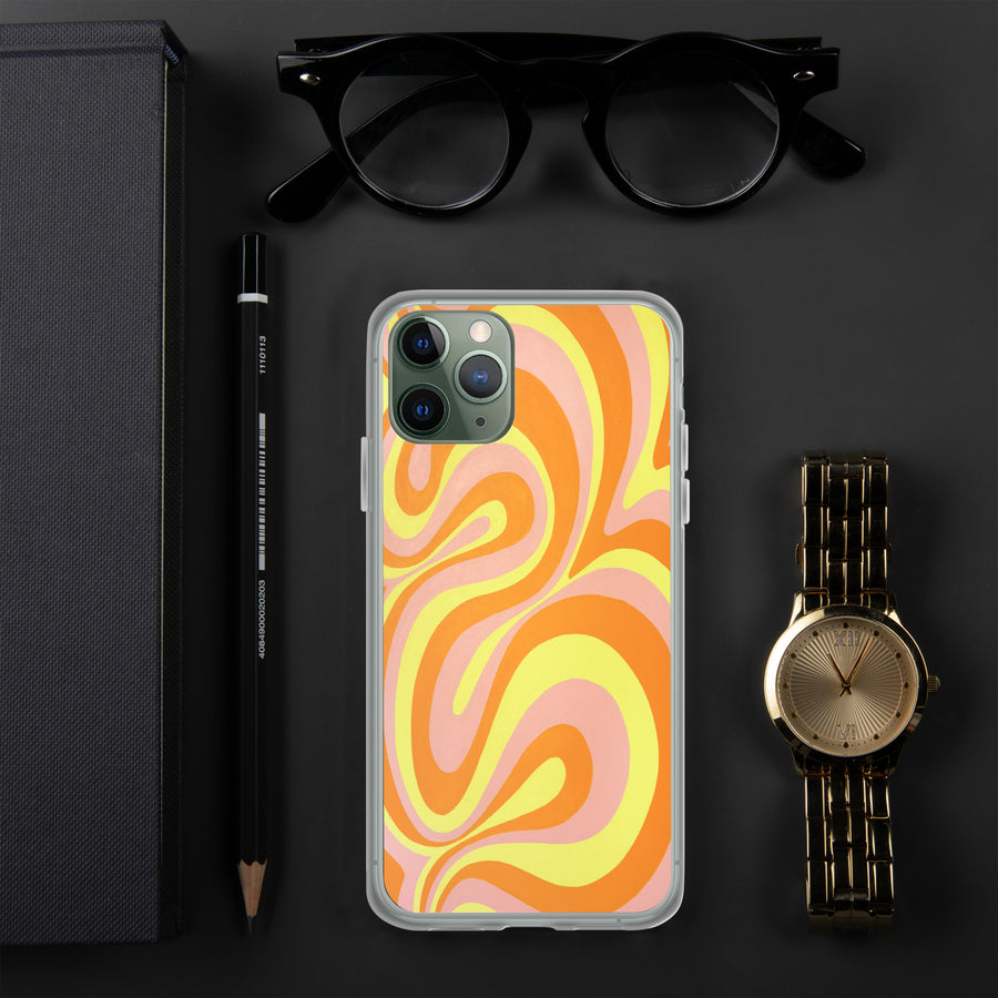 Orange, Yellow & Pink Trippy Lines iPhone Case