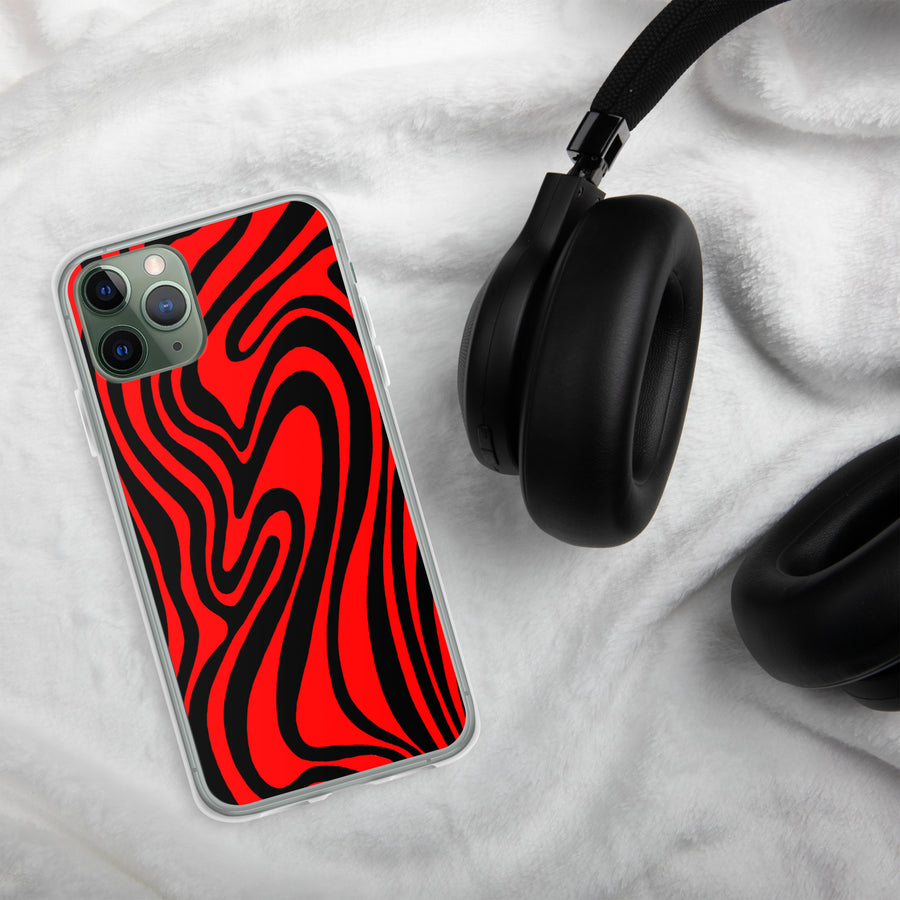 Red & Black trippy Lines iPhone Case