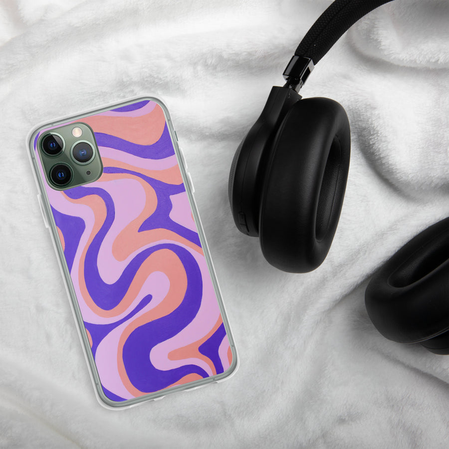 Purple, Orange & Pink Trippy Lines iPhone Case